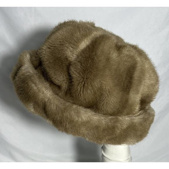 Unbranded Accessories - Vintage Faux Fur Brown Bucket Hat Women’s Silky Lining silky lining